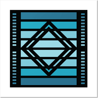 “Dimensional Square” - V.3 Blue - (Geometric Art) (Dimensions) - Doc Labs Posters and Art